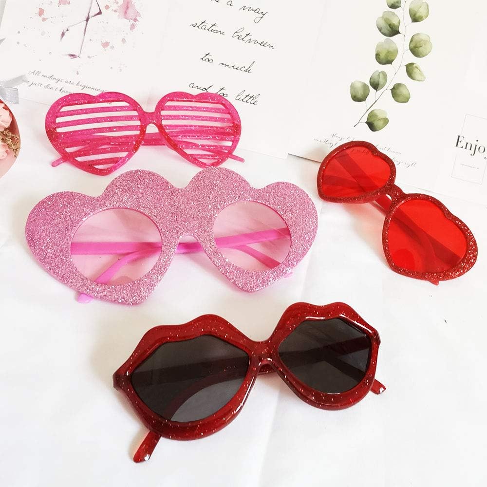 Valentines Day Heart Shaped Photo Booth Glasses Set 6pcs