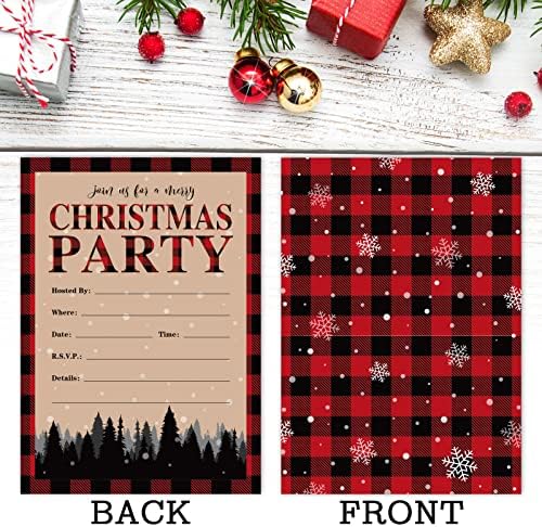 Whaline 25 Pack Christmas Invites with Kraft Envelopes