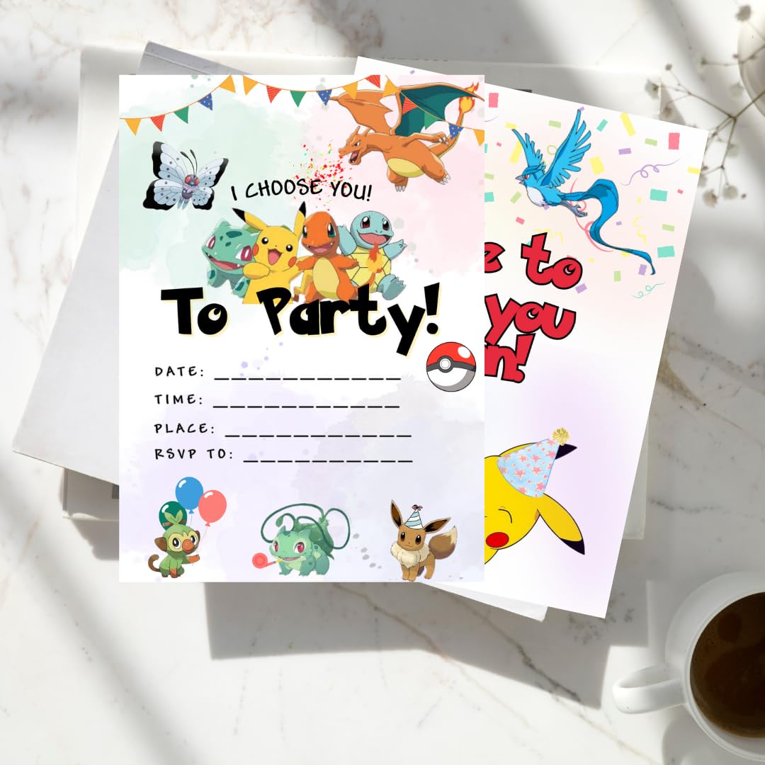 Gotta Catch Em All Anime Birthday Invitations Set of 20