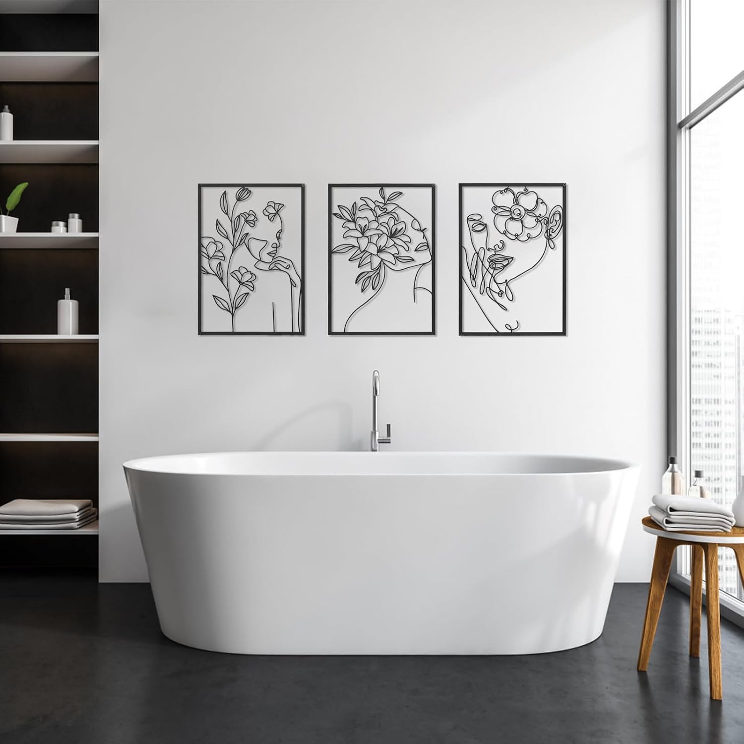 HOTNIU 3 Piece Black Metal Wall Decor Set