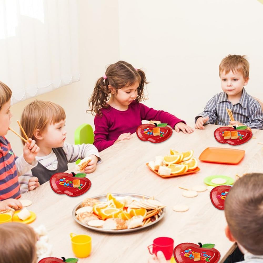 50PCS Back to School Red Apple Plates for Parties and Events