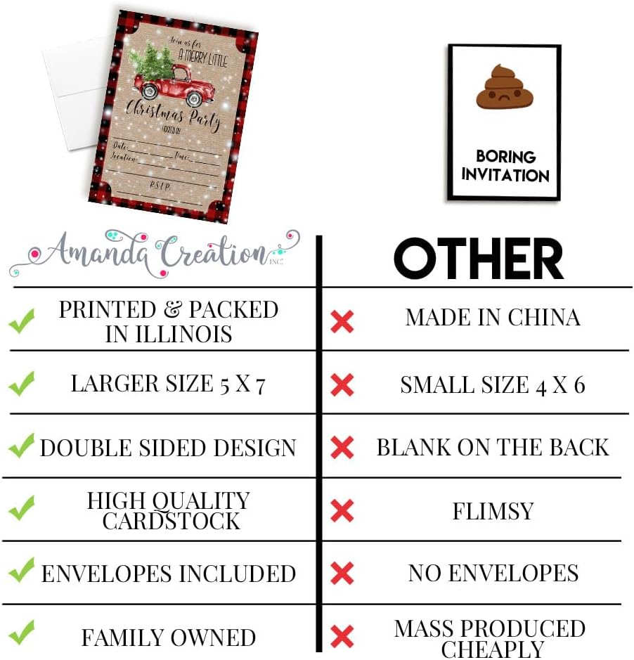 Amanda Creation Christmas Invitations with Envelopes 20 Pack 1