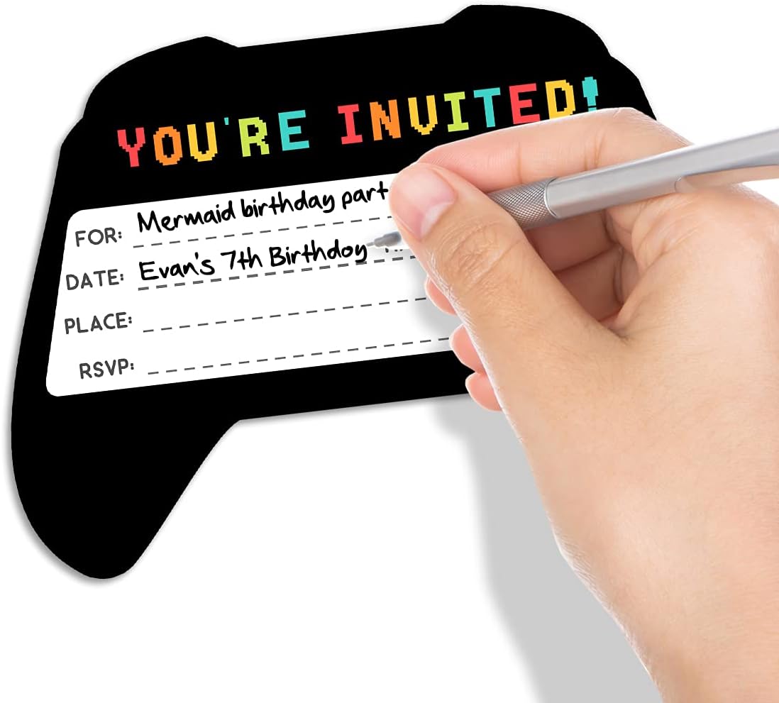 Simimi Art 30 Video Game Birthday Invitations with Envelopes