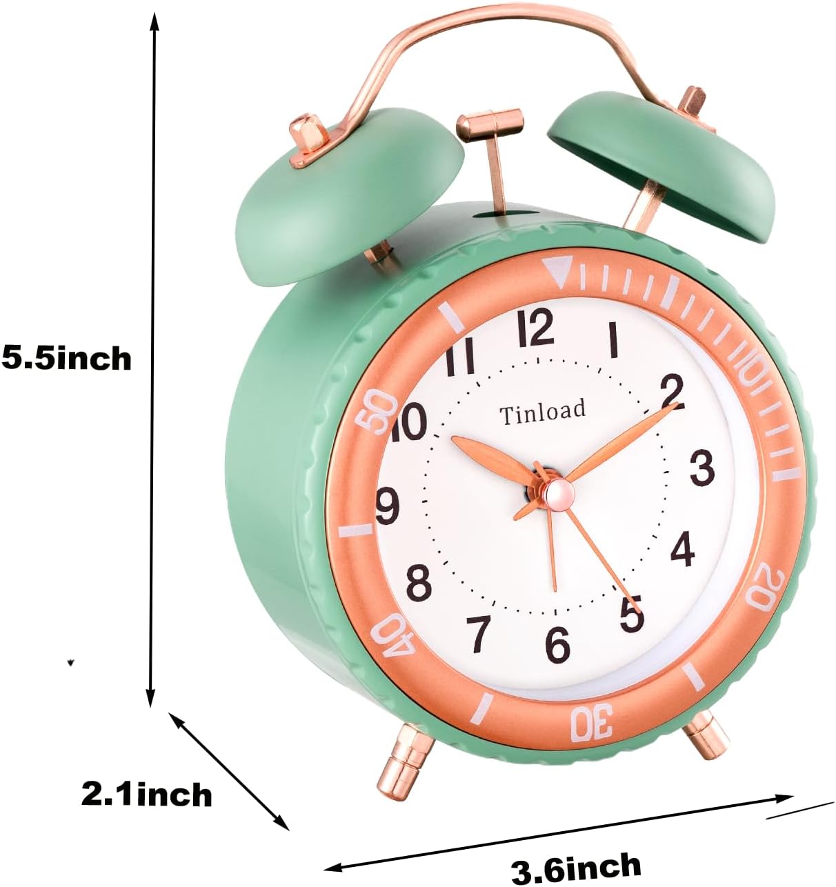 Tinload Loud Alarm Clock Vintage Style Green