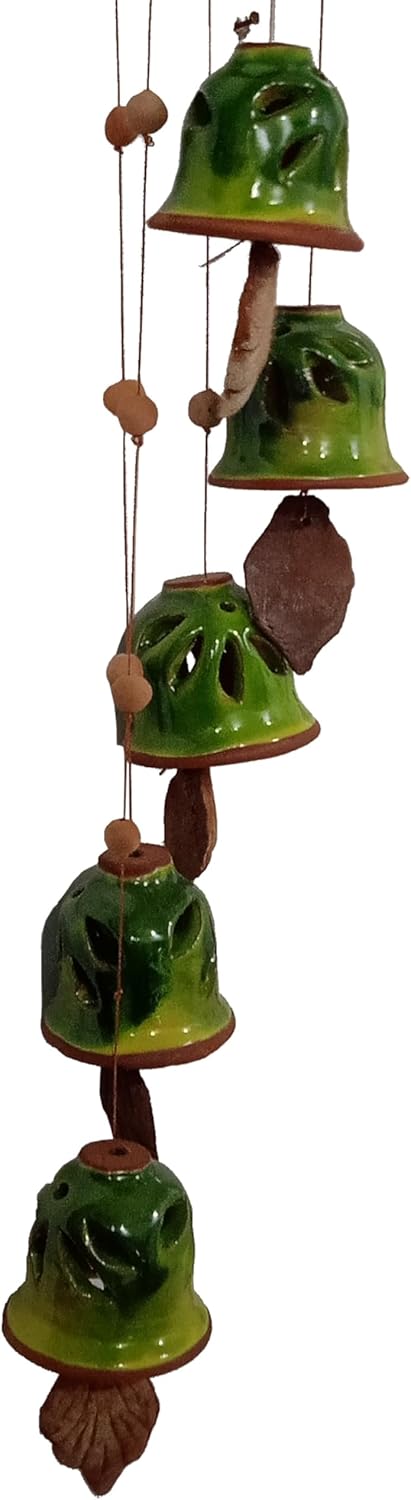 Purpledip Terracotta Wind Chime with 5 Bells