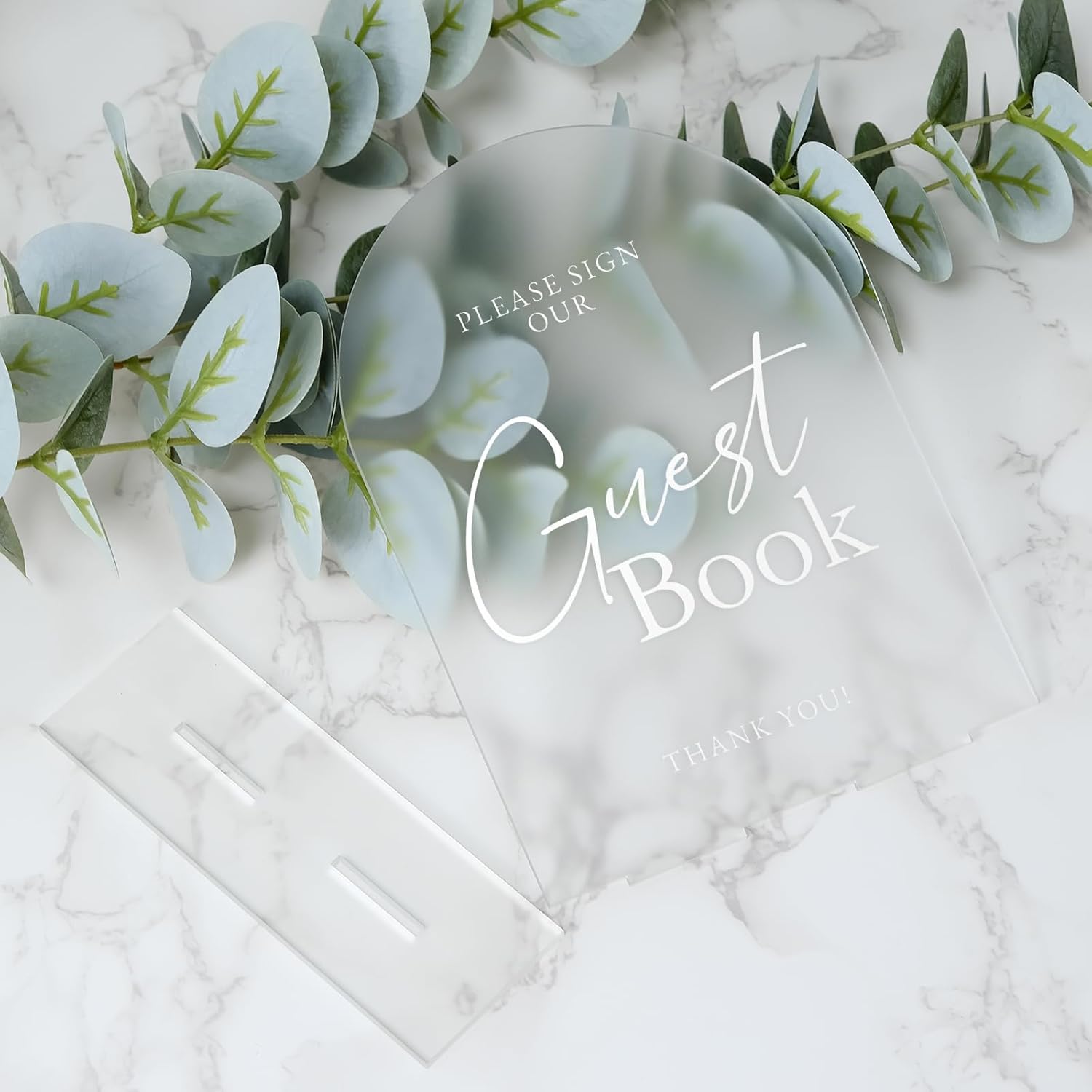Frosted Arch Acrylic Wedding Sign 5x7 with Base