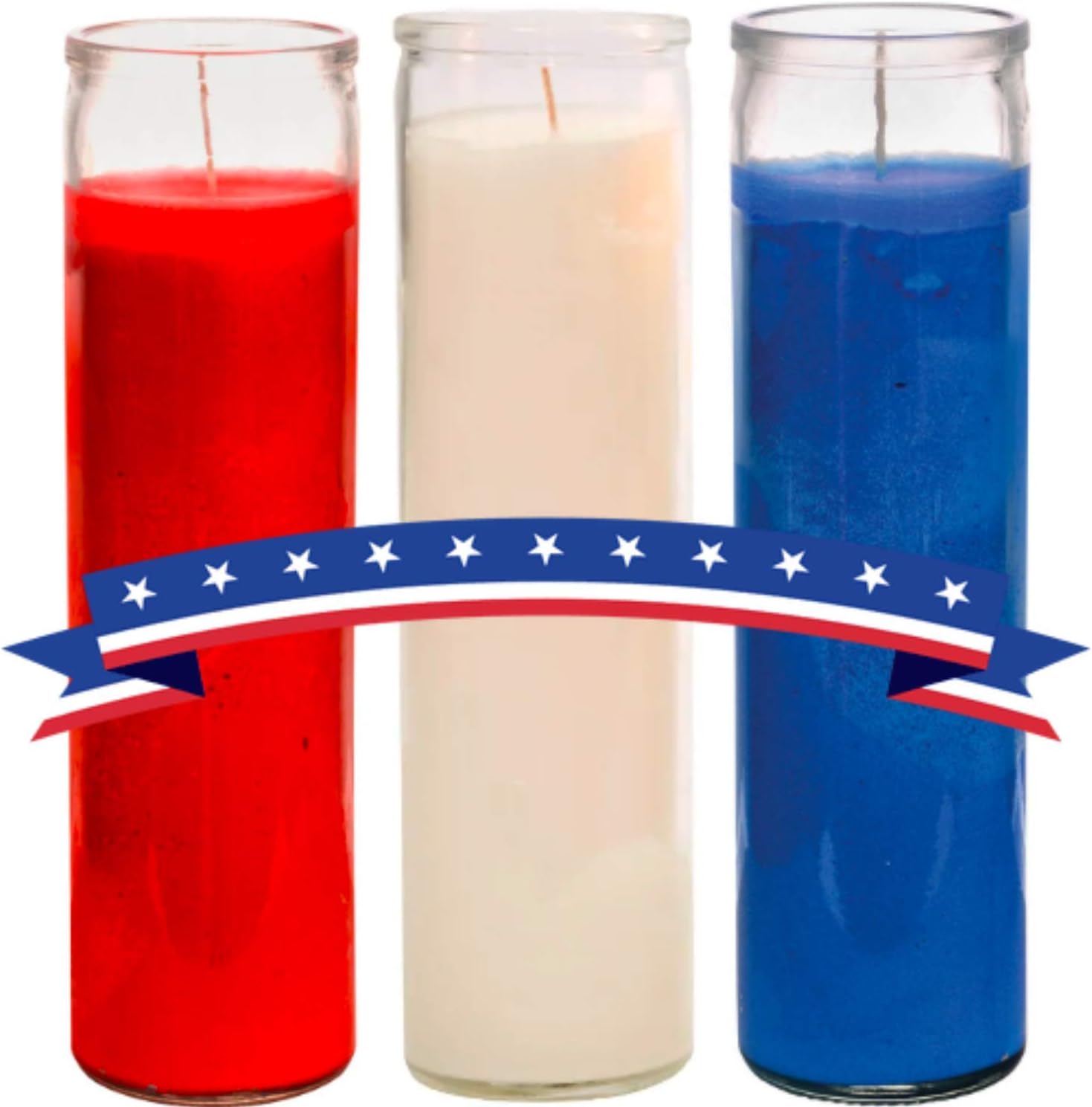 Prayer Candles Red White Blue 3 Pack Patriotic Decor