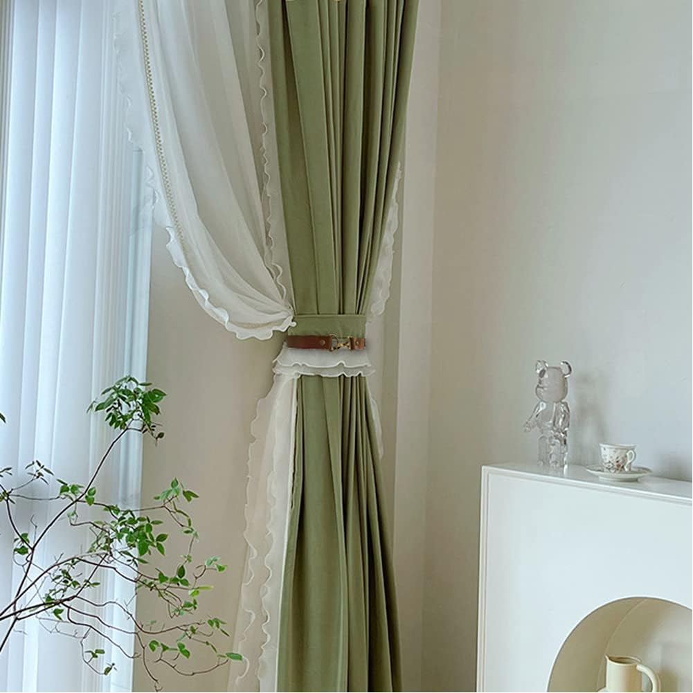 Leather Curtain Holdbacks 4Pcs Brown Classic No-Drilling Ties