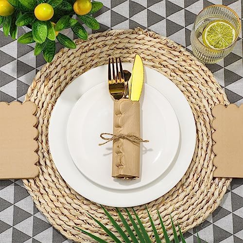 Fuutreo 100 Pcs Scalloped Kraft Napkins