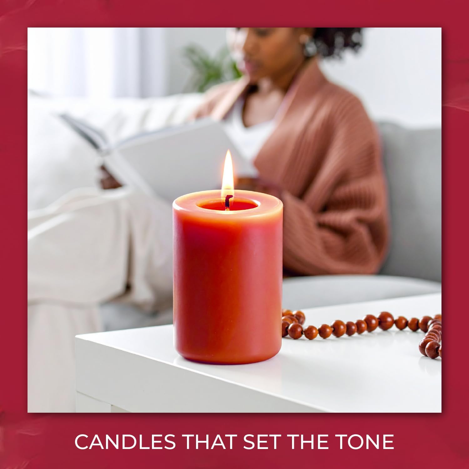 Biedermann Sons Unscented Pillar Candles Box of 6 Cranberry Red