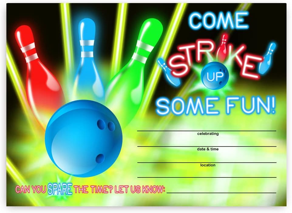 POP parties Ink Bowling Party Invitations Glow Red