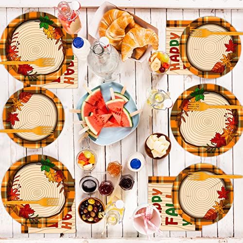 Chiazllta 96 Pcs Fall Tableware Set for Thanksgiving Party