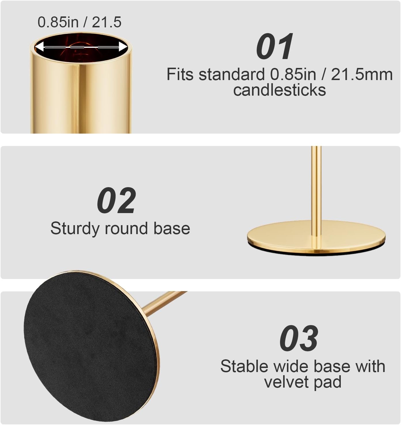 Set of 6 French Gold Taper Candle Holders