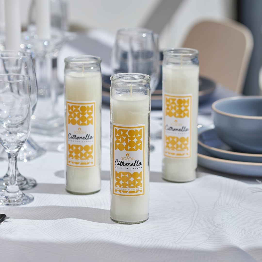 Simply Soson Citronella Candles - 3 Pack Ivory Jar 2x8 Inch