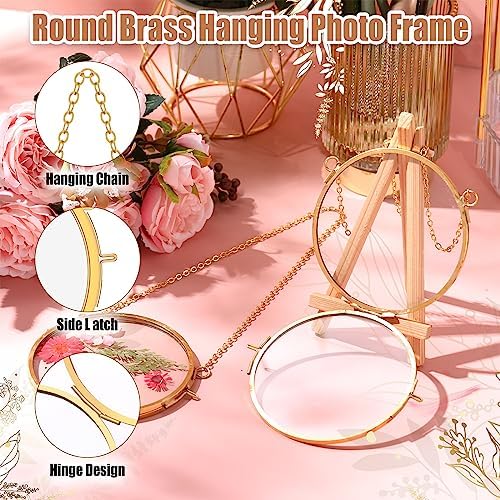 BBTO 8 Pack Round Hanging Glass Frames Set 39 Inch