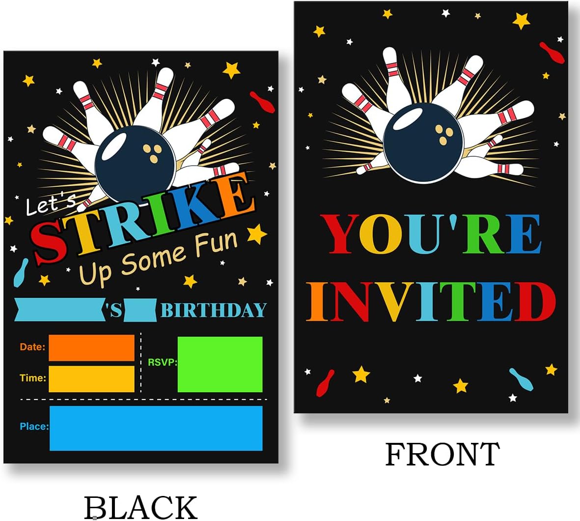 Nurawo Bowling Birthday Invitation Set with 20 Envelopes