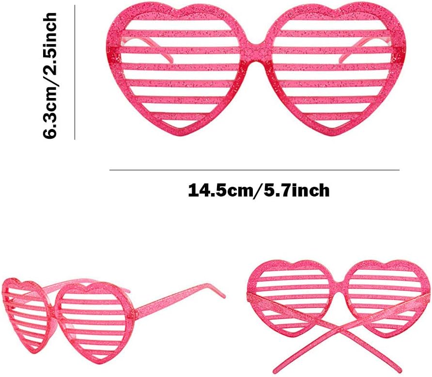 Valentines Day Heart Shaped Photo Booth Glasses Set 6pcs
