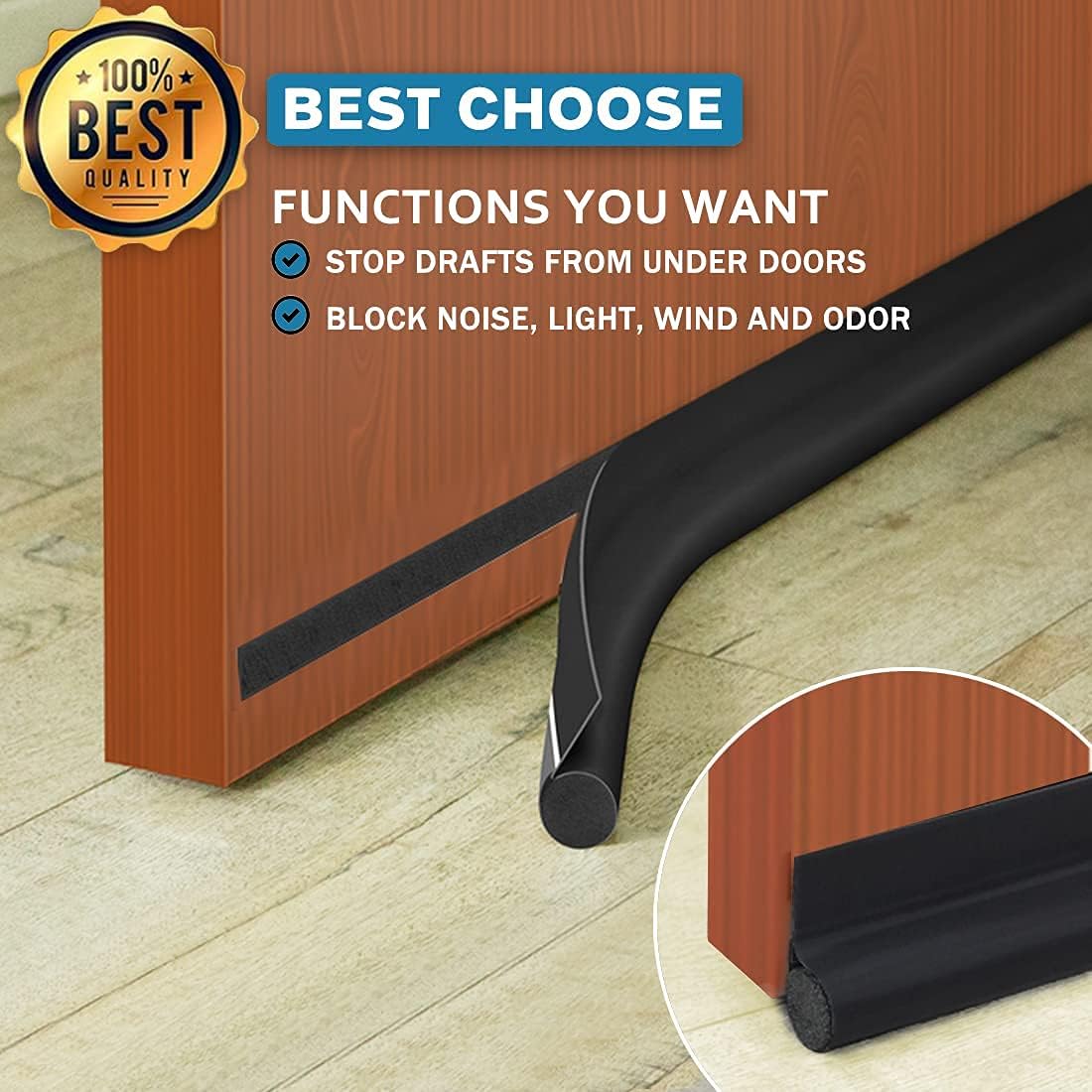 MAXTID Door Draft Stopper 36 Inch Black Adjustable Draft Blocker