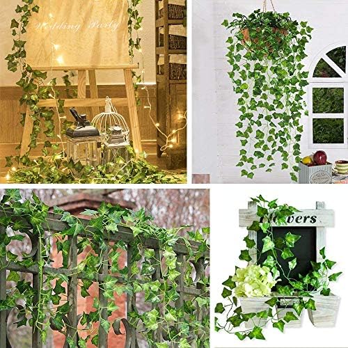 CQURE 12 Pack 84 Ft Artificial Ivy Garland