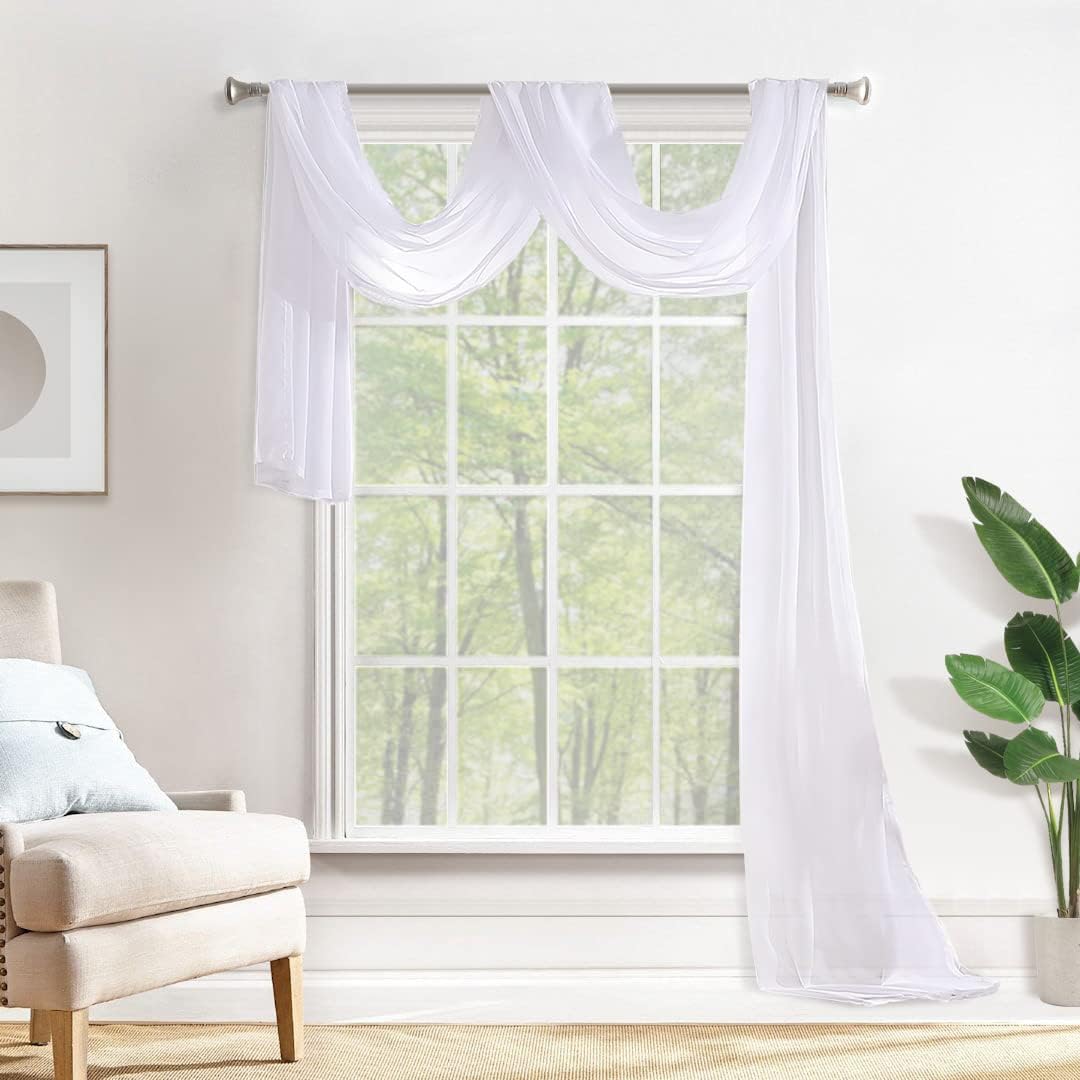 MIULEE Sheer Window Scarf Valance Extra Long Panel Curtain