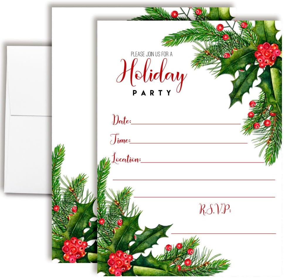Amanda Creation Holiday Invitations with Envelopes 20 Pack