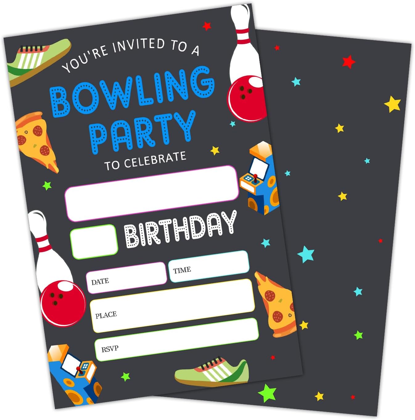 Neon Glow Birthday Invitations with Envelopes