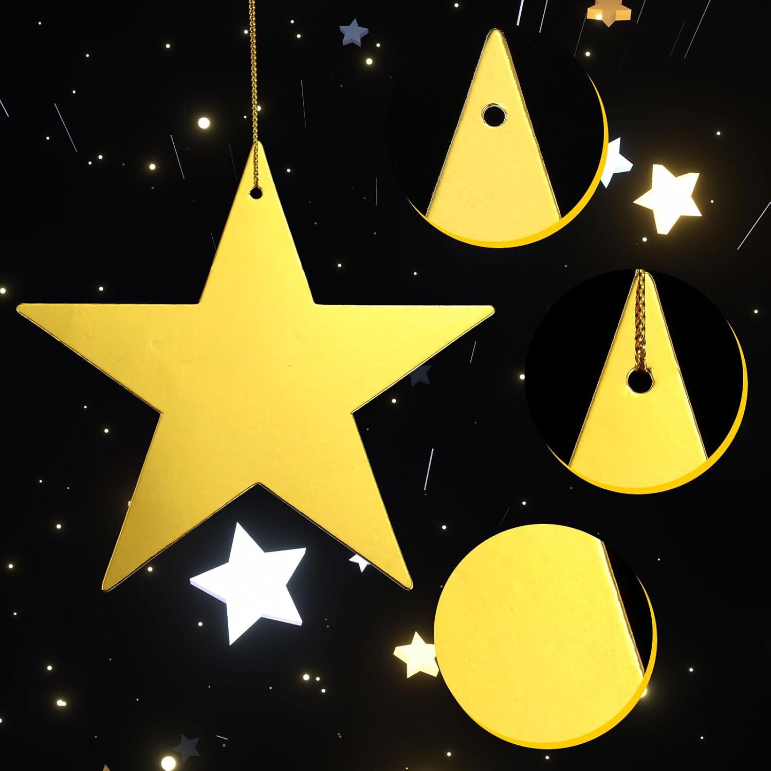 24 Pcs Gold Cardboard Star Cutouts for Decorations