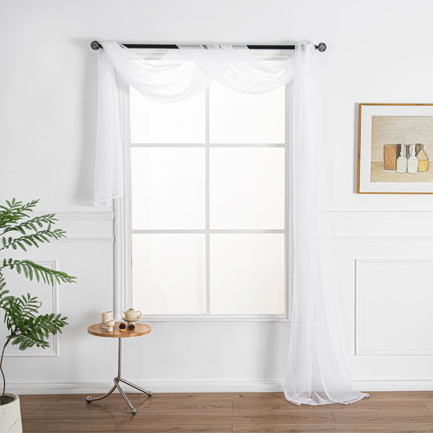 Wpm White Sheer Window Scarf Valance 38x216