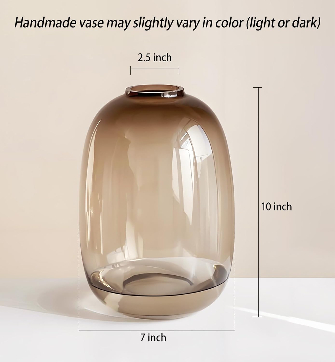 GeLive Brown Glass Vase Round Clear Colored