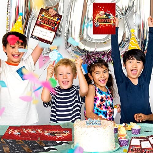 Clabby 25 Movie Party Invitations with Envelopes