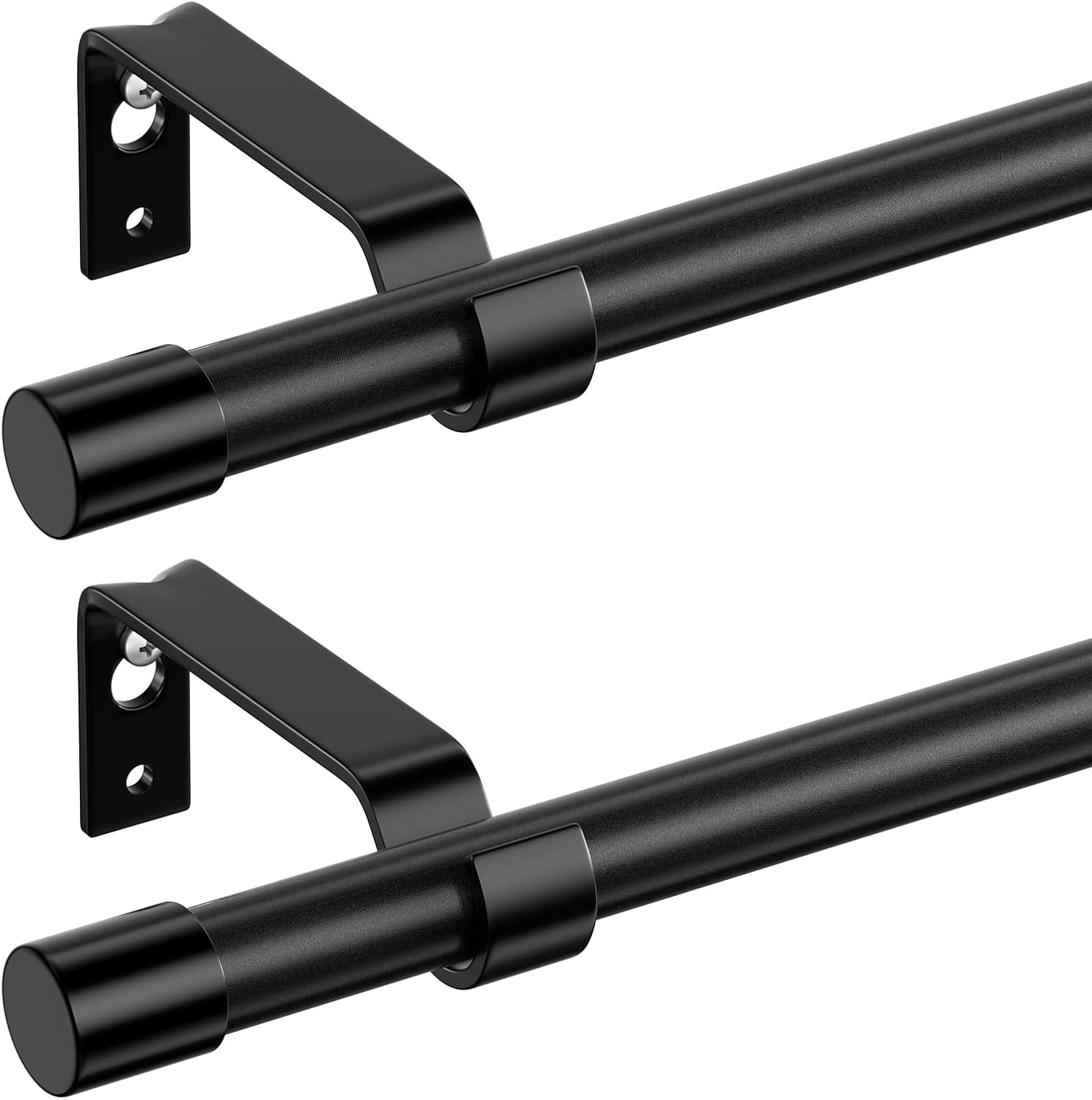 Black Curtain Rod 2 Pack 28-48 Inch Adjustable Metal Rod Set