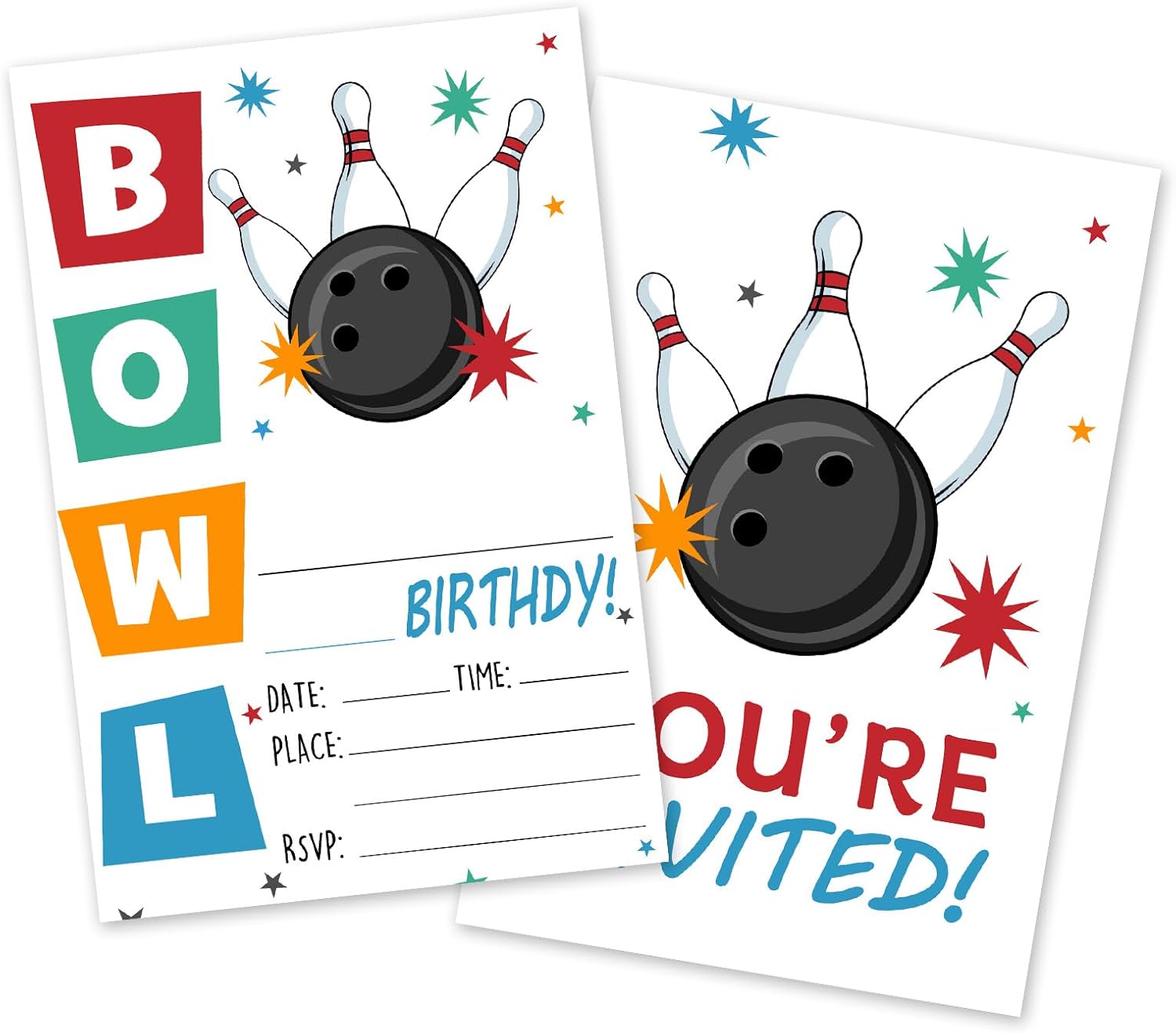 Bowling Birthday Invitations 25 Pcs With Envelopes