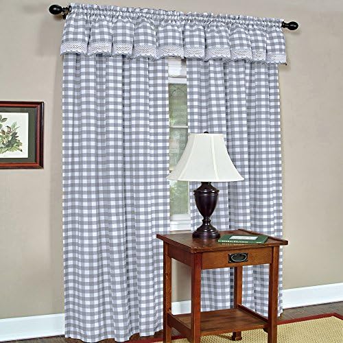 Sweet Home Collection 84 Gray Buffalo Check Curtain Panel