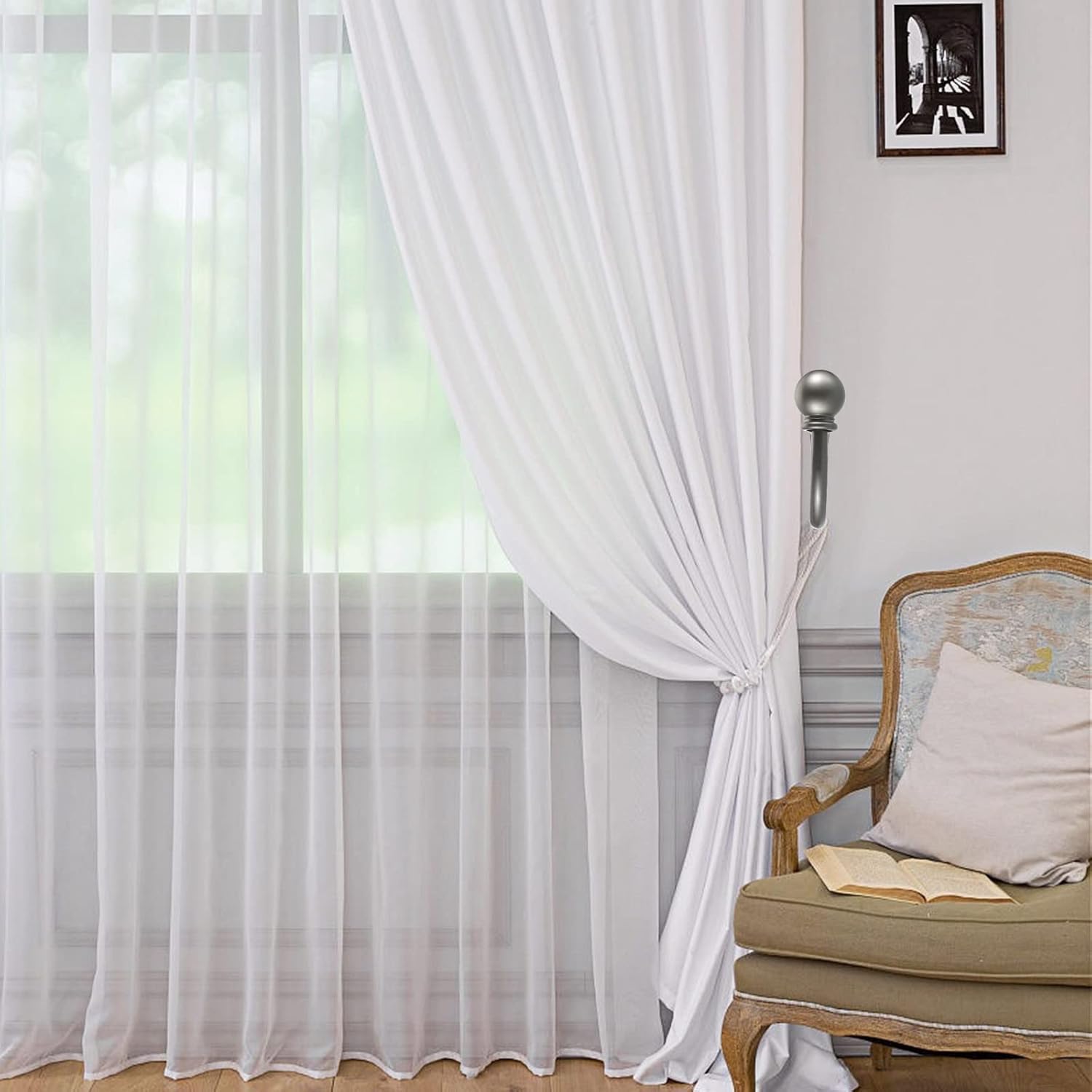 Sumnacon Set of 2 Decorative Curtain Holdbacks Grey