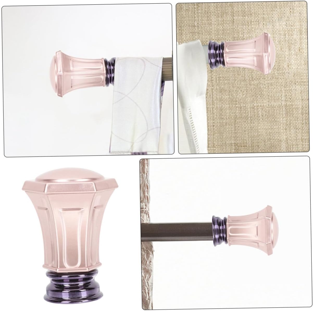 Stylish Plastic Rose Gold Curtain Rod Finials 4pcs