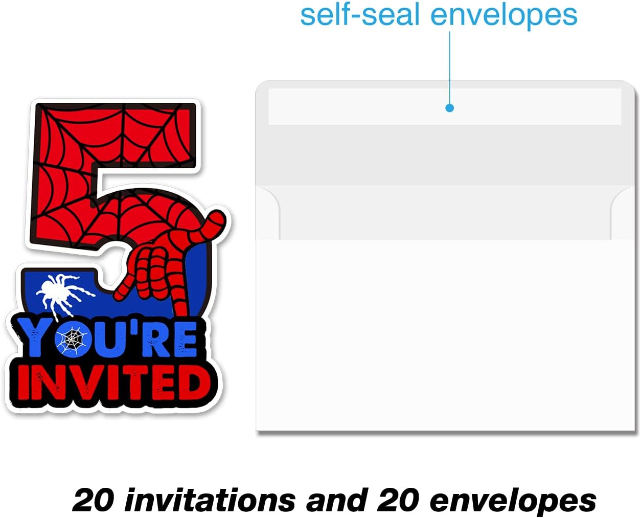 Cute Superhero 5th Birthday Shaped Invites Set of 20