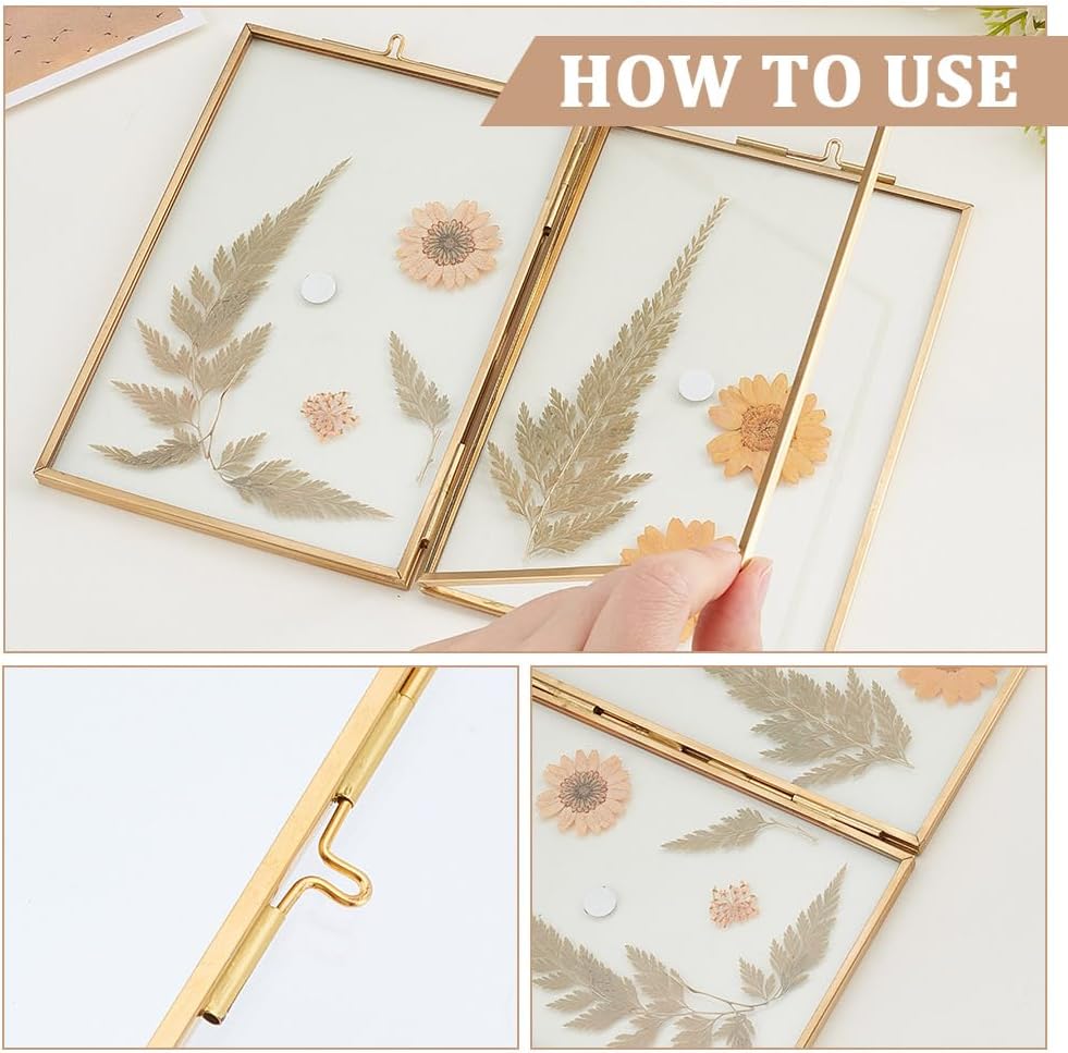 UNICRAFTALE Brass Double Picture Frame with Glass