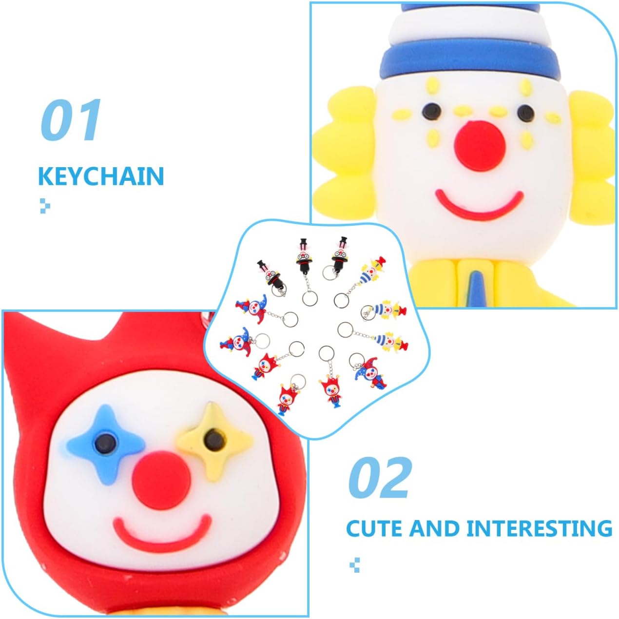 Operitacx 12 Pack Clown Keychain Pendants