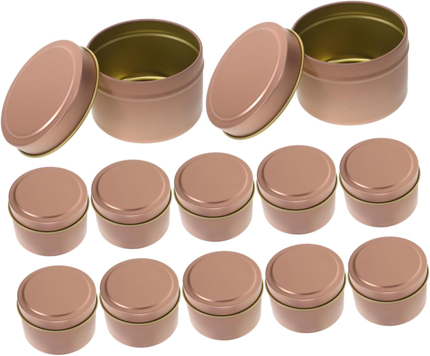 Zerodeko 12pcs Rose Gold Candle Tins with Lids for DIY Crafting