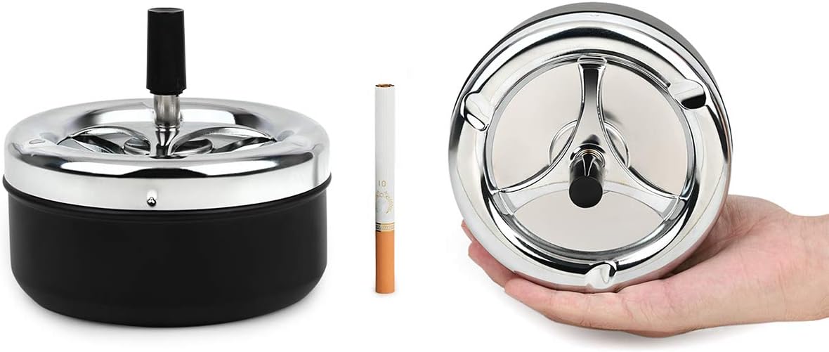 Round Push Down Ashtray with Spinning Tray