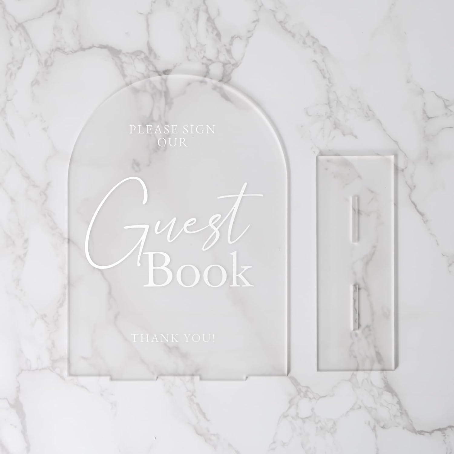 Frosted Arch Acrylic Wedding Sign 5x7 with Base
