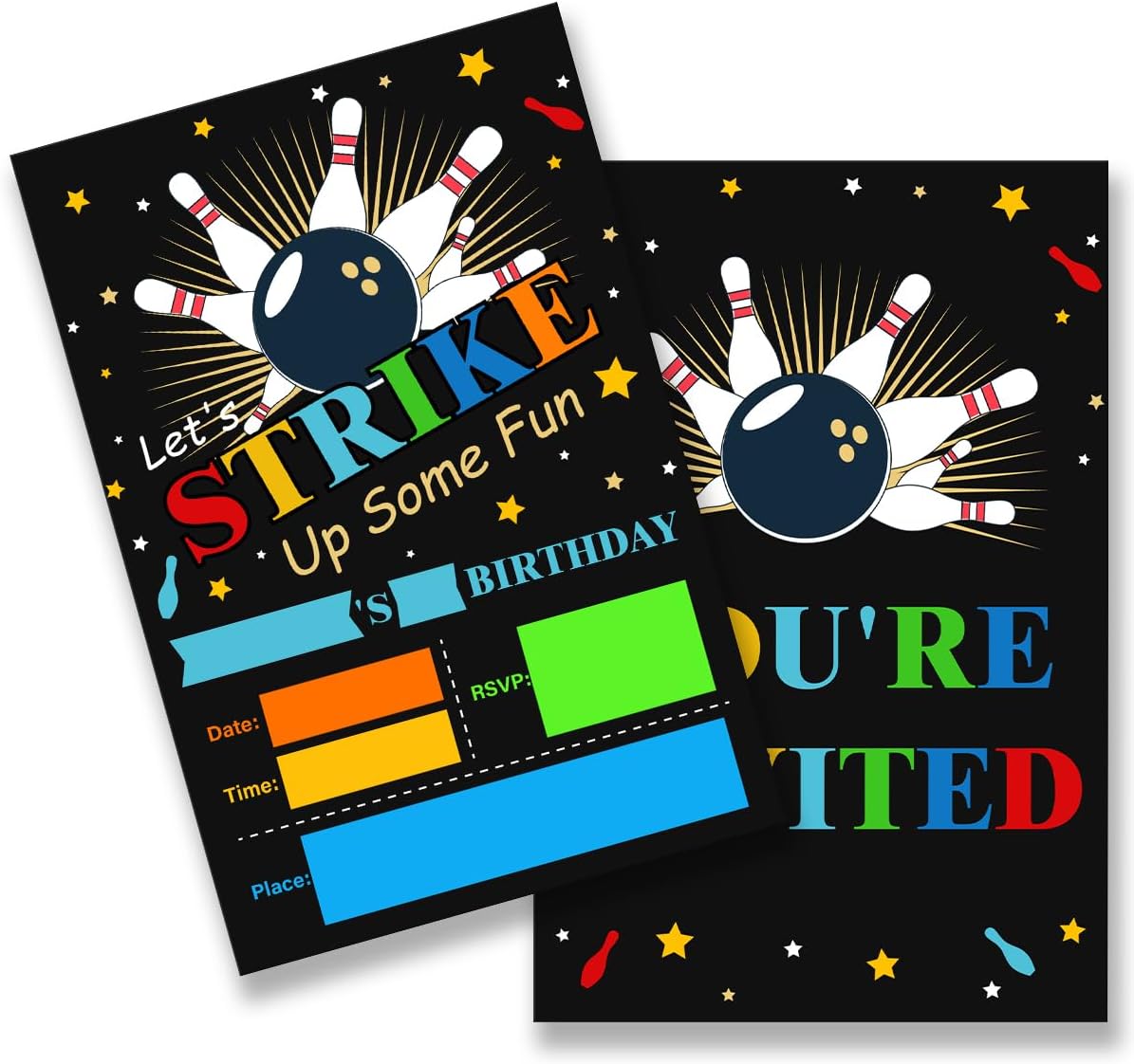Nurawo Bowling Birthday Invitation Set with 20 Envelopes