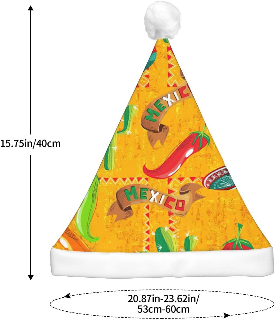 Cactus Hat With Chili Pepper Print Christmas Hat LED Santa Hat