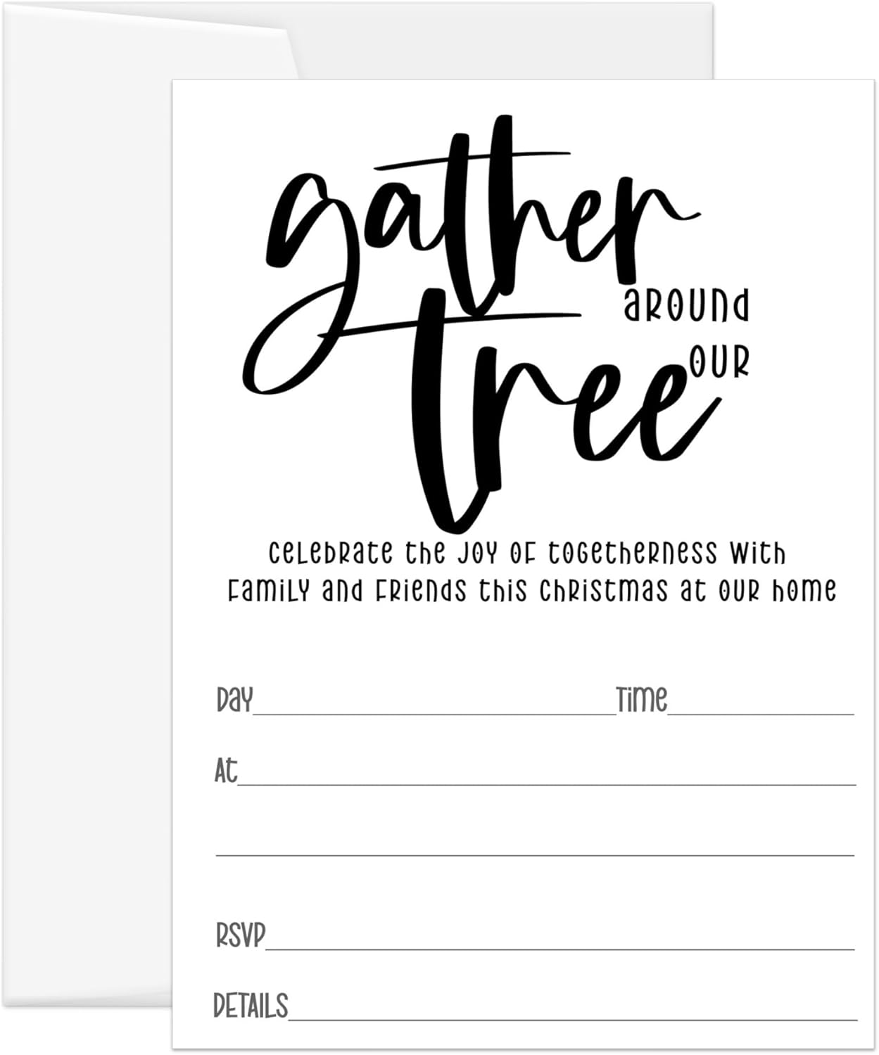Paper Clever Party Festive Black White Christmas Tree Invitations 20 Pack