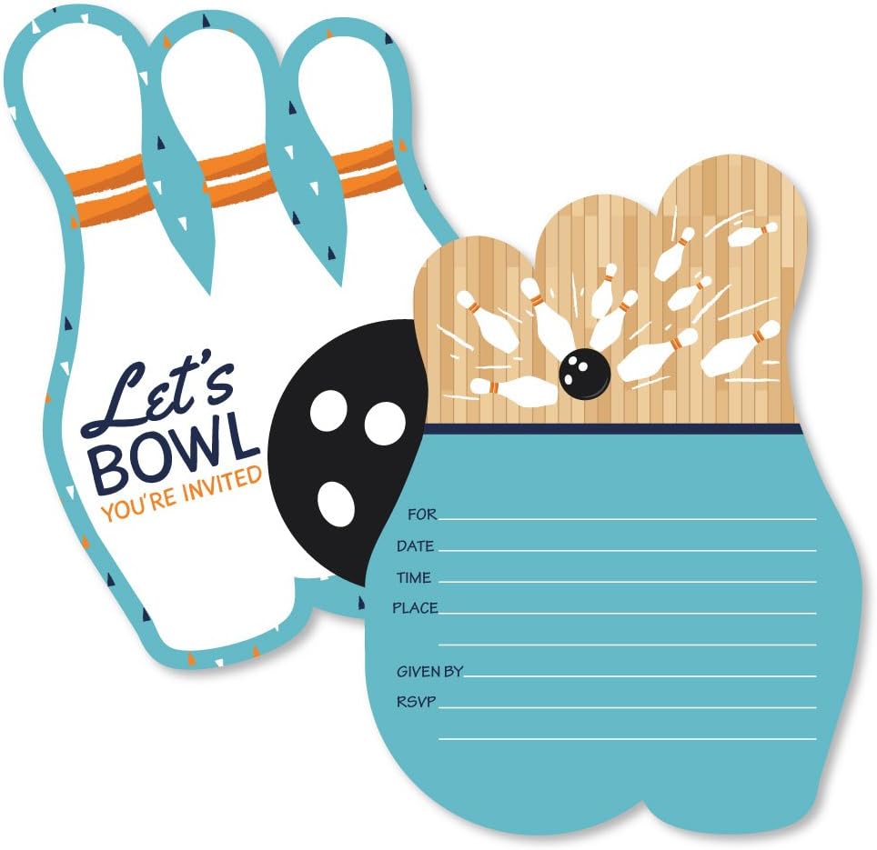 Big Dot of Happiness Bowling Fun Fill-In Invitations Set of 12