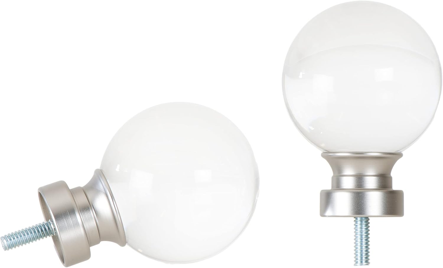 Ivilon Acrylic Finials for 78 and 1 Inch Curtain Rods Satin Nickel