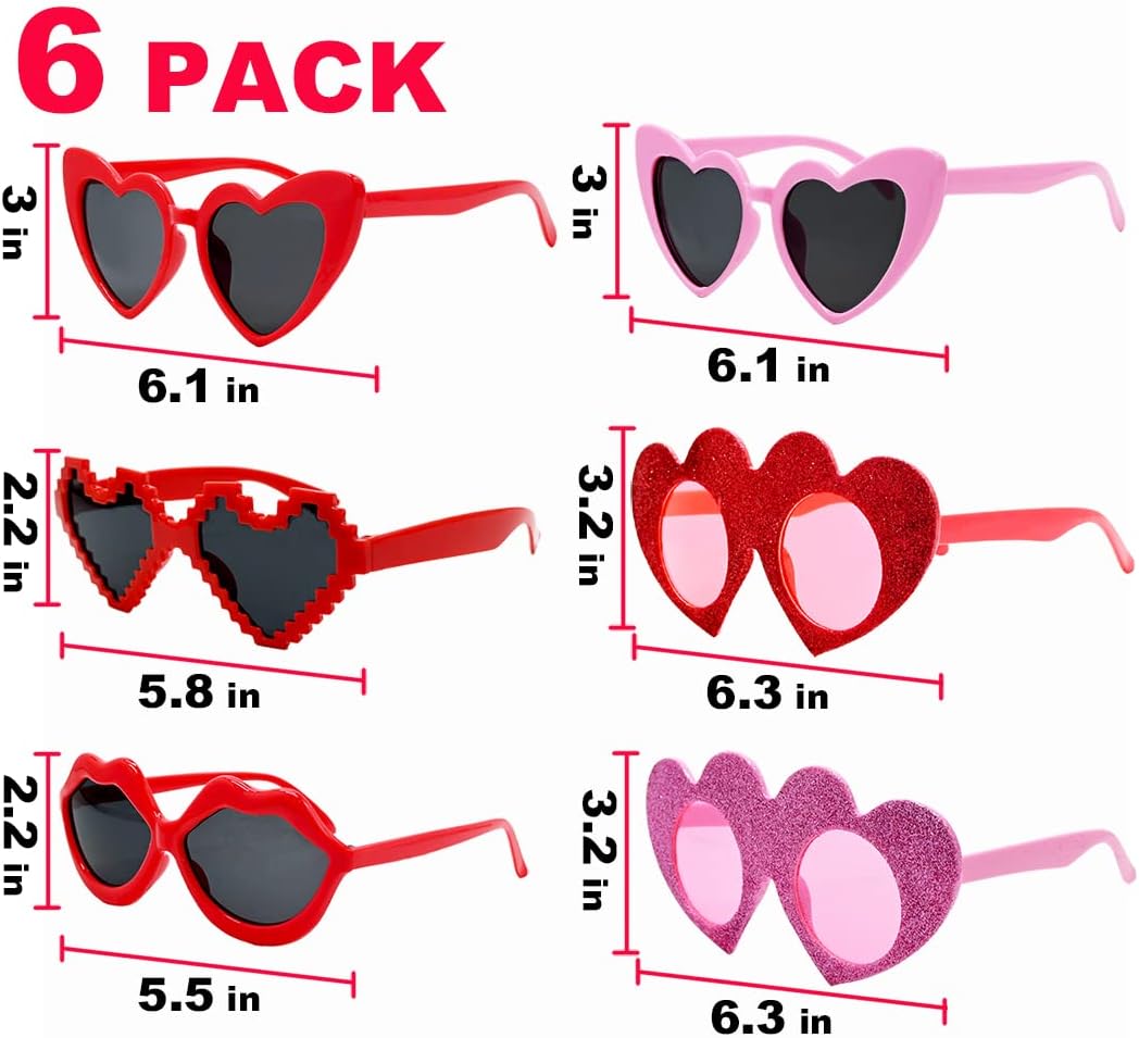 UMEELR Valentine Heart Sunglasses Set 6 Pack