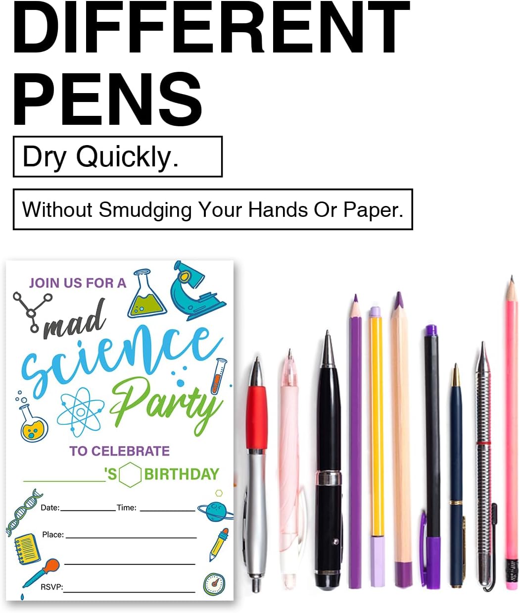 VAHATAN Science Birthday Invitations 20 Pack With Envelopes