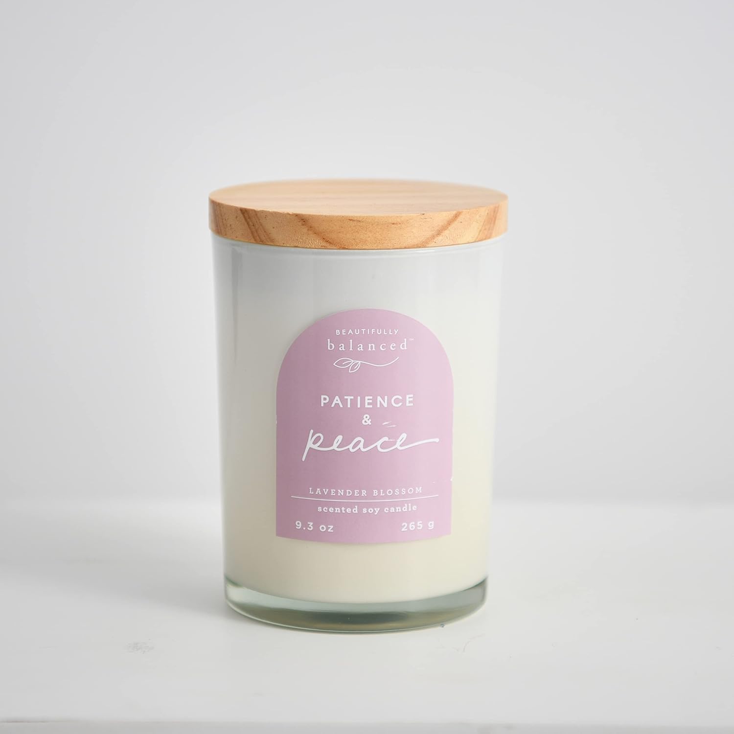 Scented Lidded Glass Soy Candle with Patience and Peace