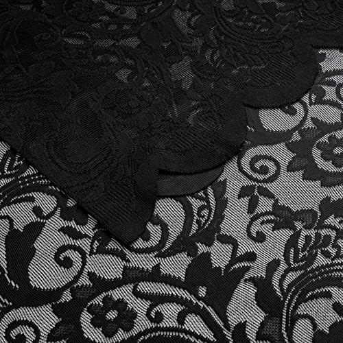 Bujasso Black Lace Curtain 216 Inch Long Panel 52 W